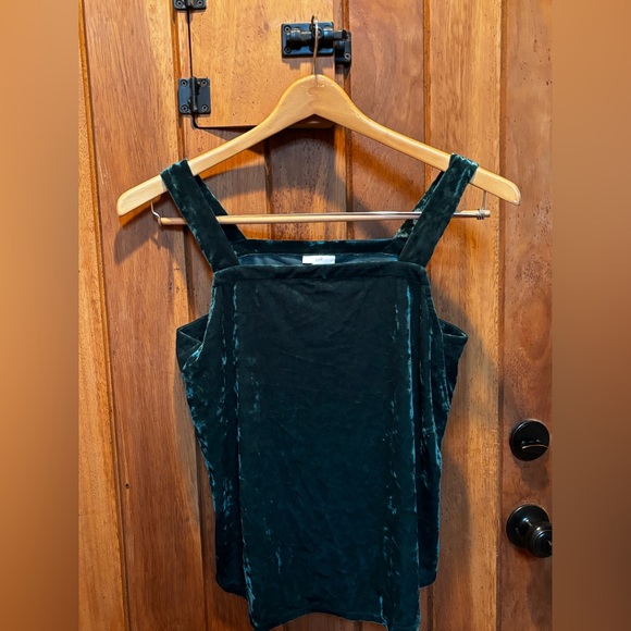 Tops - J Jill Petite M Velvet Square-Neck Tank Top - Deep Green